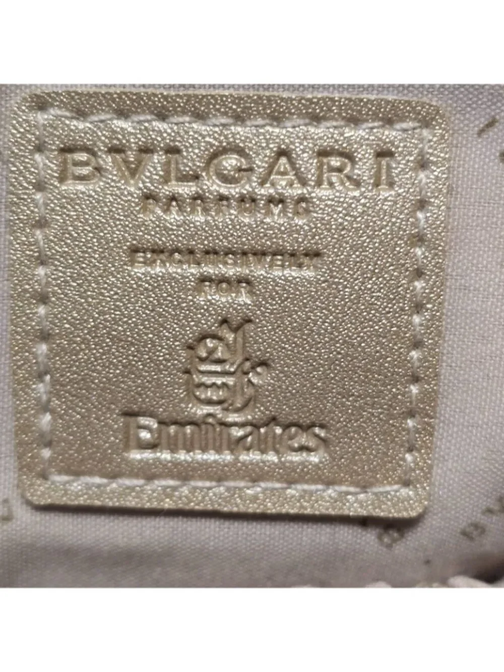 Bvlgari Parfums Champagne Gold Travel Cosmetics Pouch Emirates Logo Makeup Bag